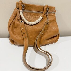 Designer LUCQUE ORLEANS Leather 3-Way Shoulder Bag Purse Clutch Snaps Up